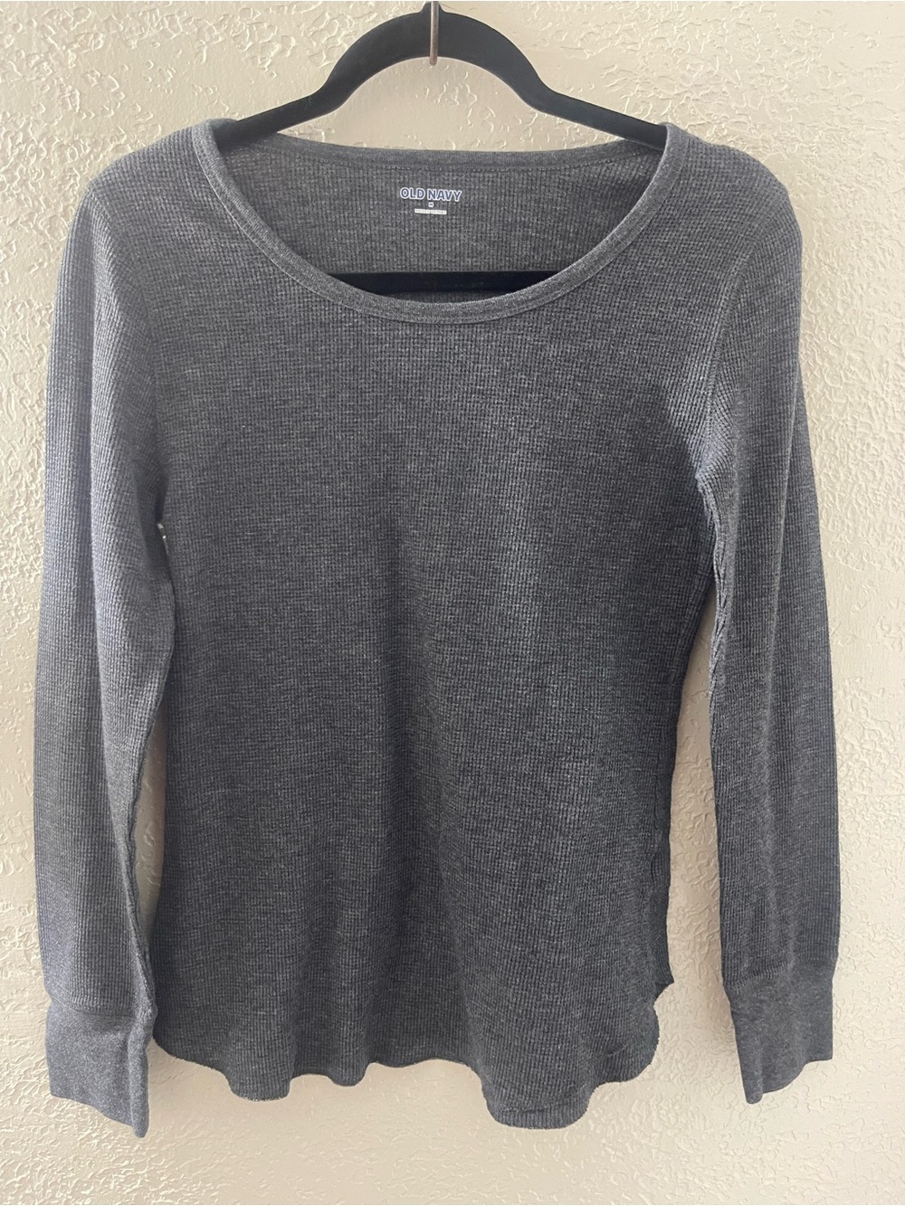 Old Navy Women's Casual Long-Sleeve Waffle Knit Top - Gray